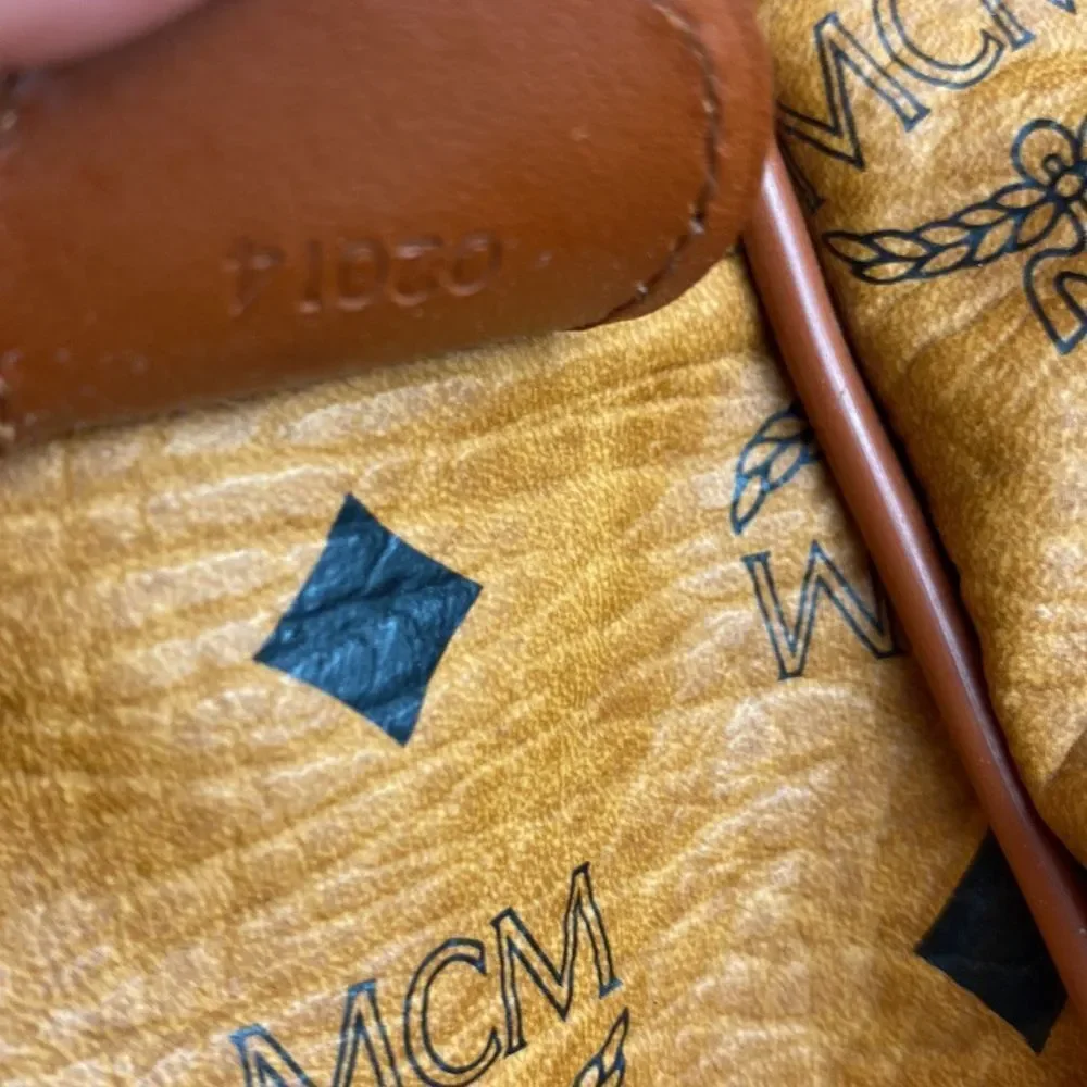 Authentic MCM Vintage Visetos Cognac Monogram Dome Tote Large